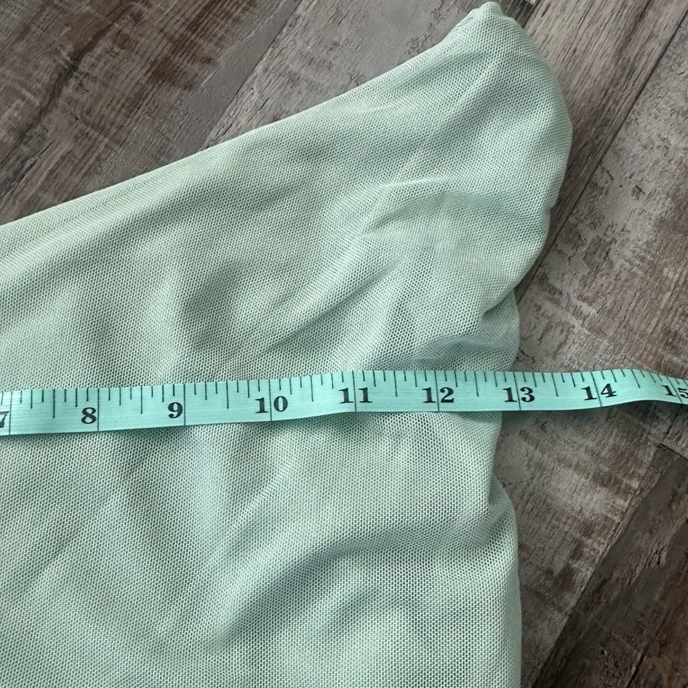 Vintage Mint Green One Shoulder Ruched Bodycon Midi-Dress Size S - Picture 3 of 6